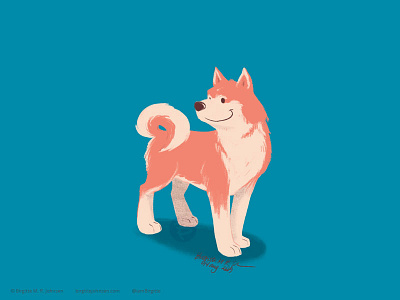 Akita art digital art digital illustration dog dog illustration doggust doggust2019 illustration limited colour palette limited colours