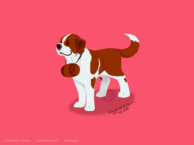 Saint Bernard animal art digital art digital illustration dog dog illustration doggust2019 illustration limited colour palette limited colours