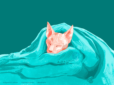 Sleeping Sphynx animal art cat cat drawing cat illustration cattember cattember2019 digital art digital illustration illustration limited colour palette limited colours