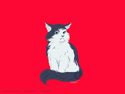 Grumpy Norwegian Forest Cat animal art cat cat drawing cat illustration cattember cattember2019 cute digital art digital illustration illustration limited colour palette limited colours
