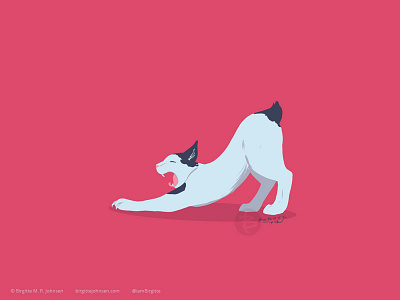 Yawning Japanese bobtail animal art cat cat drawing cat illustration cattember cattember2019 cute digital art digital illustration illustration limited colour palette limited colours