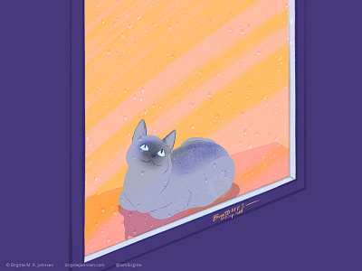 Tonkinese watching the rain. animal art cat cat drawing cat illustration cattember cattember2019 cute digital art digital illustration illustration limited colour palette limited colours
