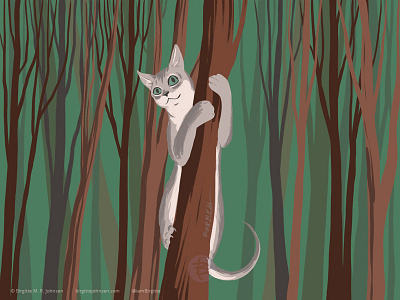 Climbing Singapura animal art cat cat drawing cat illustration cattember cattember2019 cute digital art digital illustration illustration limited colour palette limited colours