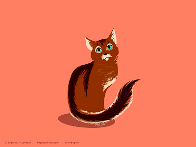 Smiling Somali showing off its fangs animal art cat cat drawing cat illustration cattember cattember2019 cute digital art digital illustration illustration limited colour palette limited colours