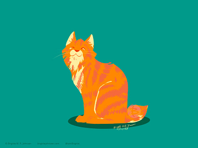 Fluffy American Bobtail animal art cat cat drawing cat illustration cattember cattember2019 digital art digital illustration illustration limited colour palette limited colours