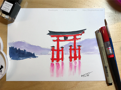 INKTOBER 2019 DAY 3 Japanese style watercolour painting 