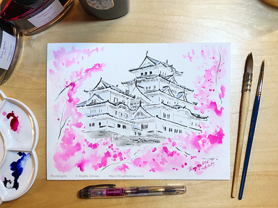 Inktober day 4: Himeji Castle