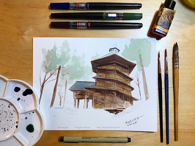 Inktober day 6: Aizu Sazaedo Temple