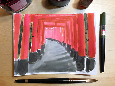 Inktober day 7: Fushimi Inari Shrine