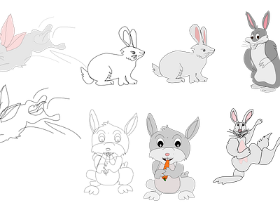 Rabbits Illustration- Outline and color. design freehand drawing illustration outline image rabbit illustration rabbit outline image rabbit sketch rabbits drawing rabbits illustration