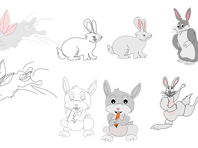 Rabbits Illustration- Outline and color.