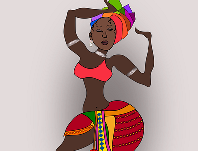 Tribal African woman dancing pose Illustration 7. african dancing woman pose african woman illustration
