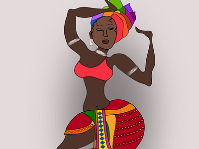 Tribal African woman dancing pose Illustration 7.