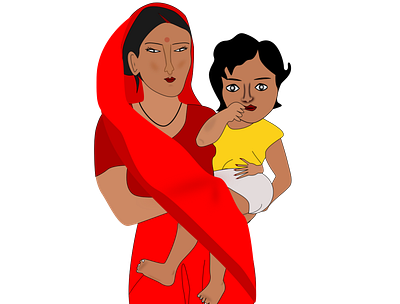 1.Mother and Child Illustration. baby boy illustration graphic design illustration rural woman illustration woman and child illustration