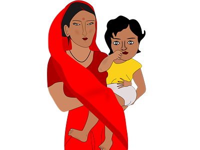 1.Mother and Child Illustration.