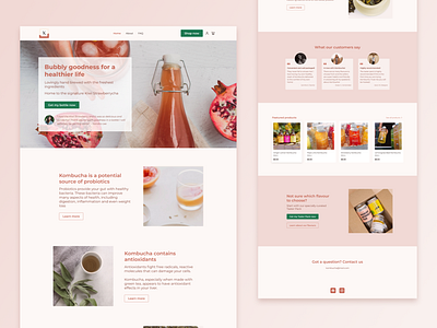 Landing Page for Kombucha e-commerce store