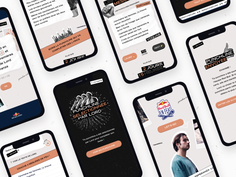 En feat avec Lord — Red Bull Music brutalism concept design experience interface lord lordesperanza mobile music punchline rap rapper ui uidesign