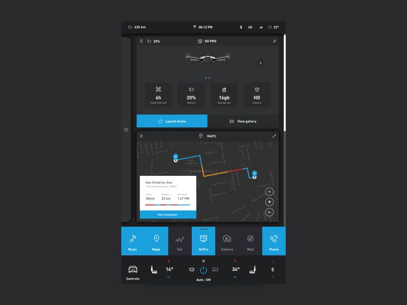 Tesla x Go Pro — #2 animation dashboard design gopro tesla ui ux