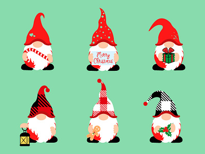 Christmas Gnomes buffalo candy christmas berries christmas cookie christmas gnome cute gnomes gingerbread man gnome gnomes with gifts holiday holly merry christmas set gnomes six gnomes