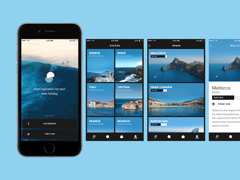 Summer Vibes iOS app app blue clean design fresh holiday ios sea simple summer water