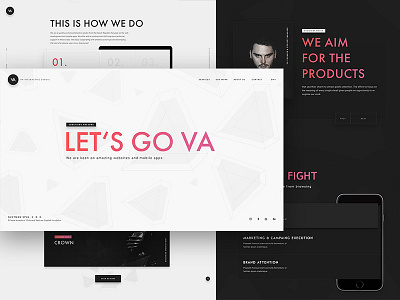 VA new website clean color dark design minimal simple ui web web design website white