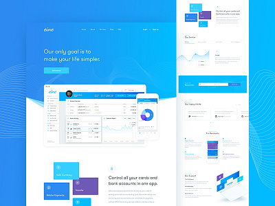 Eine Webdesign blue clean design financial light simple ui ux web web design white