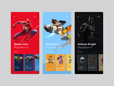 My favourite games app concept batman clean design design app exploration games minimal overwatch playstation4 simple spiderman ui ux design visual