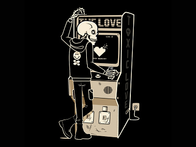 Toxic Love. Game + Skulls (series) 80s 90s arcade egames gaming graphic design illustration illustrator punk skull streetwear vector