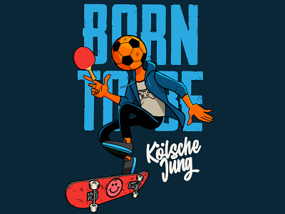 Cologne young spirit character comics football gaming graphic design illustration skateboard skater soccer sport streatwear vector