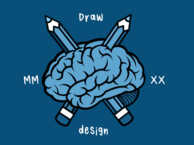 Pencil & Brain. Draw and design badge brain brainstorming branding design draw emblem graphic design idea inspiration illustration illustrator logo pencil pirate studio vector