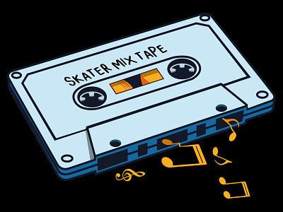 Skater Playlist 80s 90s design gaming graphic design illustration illustrator music skater streetwear vector walkman