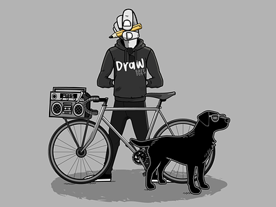 Draw Bike & Dog bike cool dog draw fall hoodie music summer sunglasses sunngl