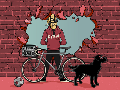 Zeichner + Hund + Fahrrad + Fußball & Musik