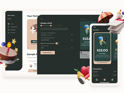 SimplePerks Launch Day! 🎉 dashboard fintech illustration mobile saas transactions ui