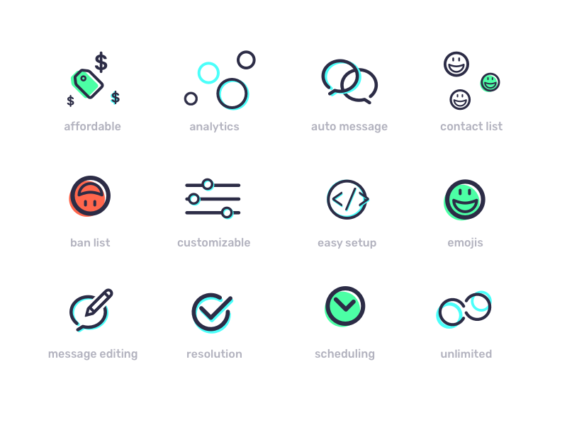 smallchat features branding slack features integration icon message chat app illustration