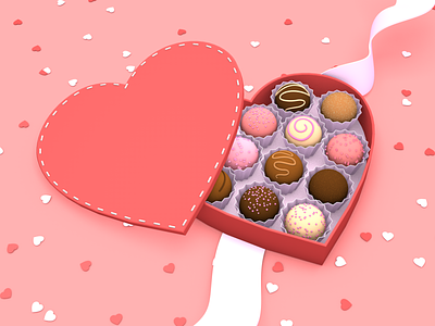 Happy Valentine's Day 2021 3d 3d art 3d box of chocolates 3d chocolate box 3d chocolates 3d design 3d heart 3d heart box 3d illustration 3d valentine box of chocolates c4d chocolates cinema 4d cinema4d hearts maxon cinema 4d valentine valentine day valentines day