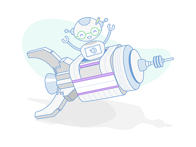 Rocket Robot illustration logojoy mascot robot