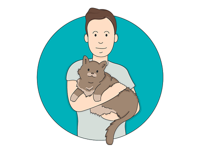 Jesse and Moose avatar boy with cat cat flat fluffy handsome hipster illustration pet pets portrait