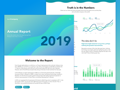 Bold Waves: Report Template Themes annual report data data visualization desktop layout gradient gradients one page report report design template template design themes website design