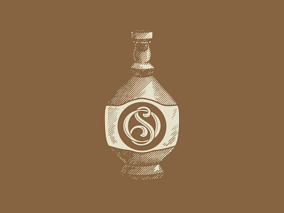 Vintage bottle with monogram artisan bottle design handdrawn handmade illustration monogram retro rustic vintage vintage logo