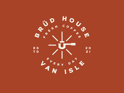 Brüd House Badge artisan branding coffee coffee shop house icon illustration logo portafilter vintage