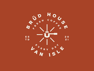 Brüd House Badge artisan branding coffee coffee shop house icon illustration logo portafilter vintage