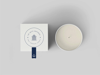 The White Boathouse boathouse branding candle clean coastal design graphic design line logo minimal navy packaging