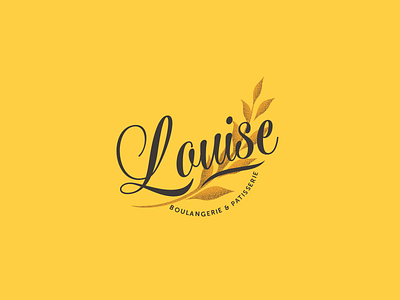 Louise Patisserie logo bakery bread cake grain hand drawn handdrawn illustration louise vintage wheat yellow