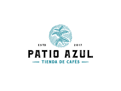 Patio Azul Coffee artisan blue cafe coffee coffee logo coffee plant coffee shop hand drawn rustic vintage