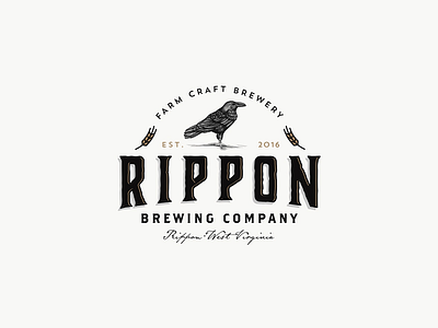 Rippon Brewing Company beer beer logo bird black bird brewery brewing co. brewing company crow hand drawn handdrawn retro vintage logo