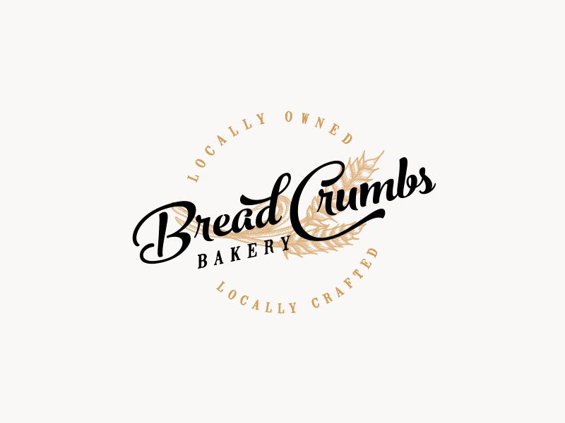 Bread Crumbs hand-drawn wheat bakery bread vintage grain vintage logo handmade craft bakery rustic retro