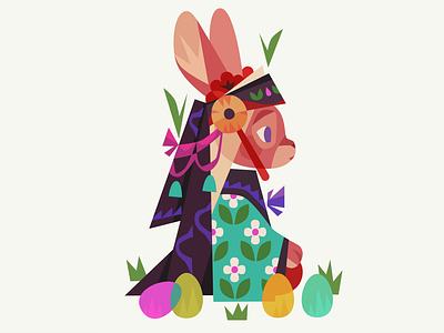 Primal Easter Bunny animal bunny easter illustration vector