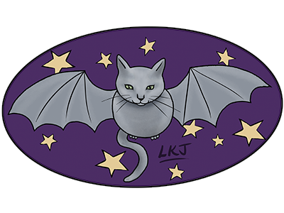 Catbat animal bat cat character childrens digital illustration
