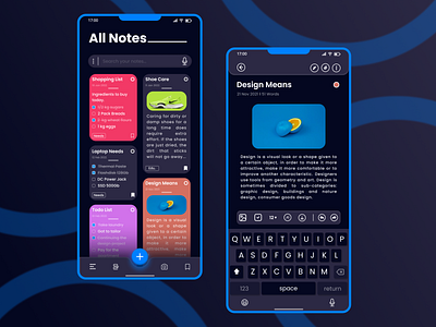 Mobile Notes app - All Notes 3d animation branding graphic design logo motion graphics ui